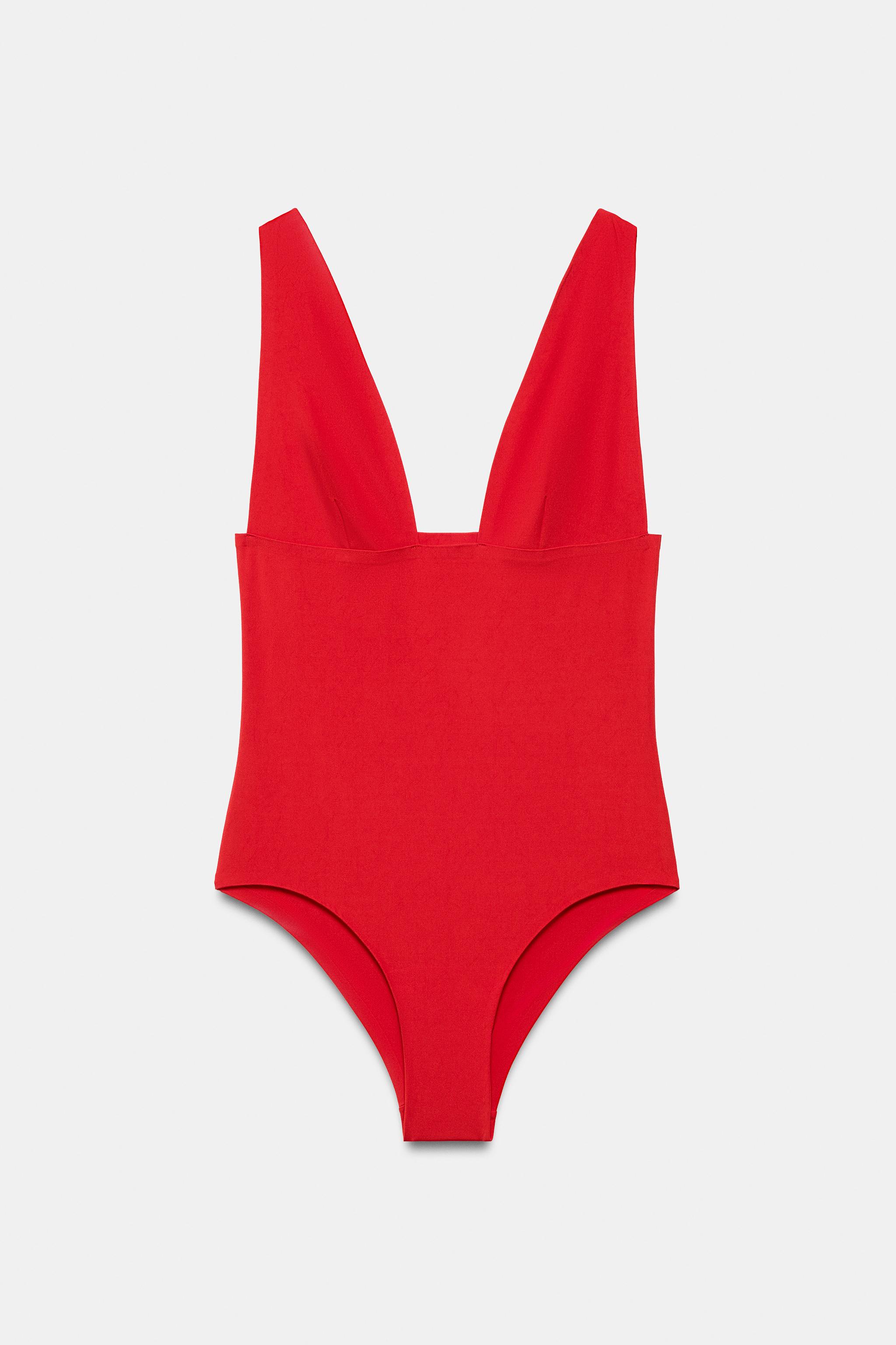 MAILLOT DE BAIN UNI À DÉCOLLETÉ PLONGEANT